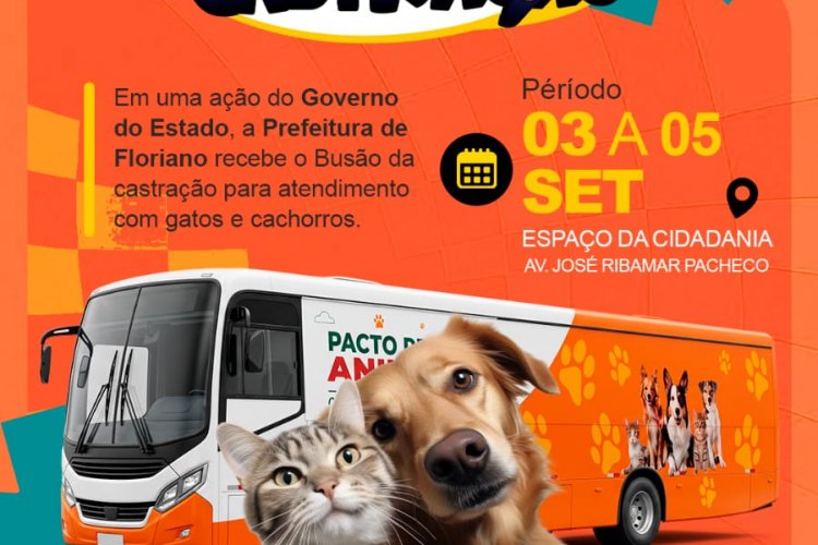 Floriano recebe o “Busão da Castração” com 500 vagas gratuitas