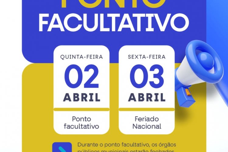 Prefeitura de Floriano decreta ponto facultativo na Quinta-feira (02)