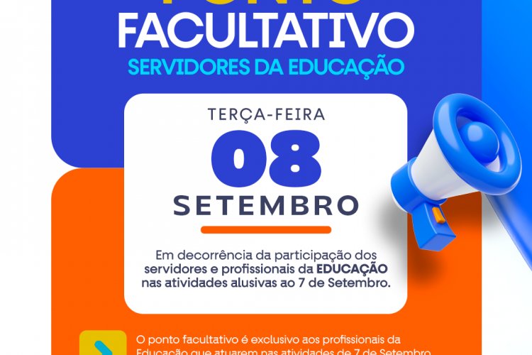 Prefeitura de Floriano decreta ponto facultativo para servidores da Educação no dia 8 de setembro